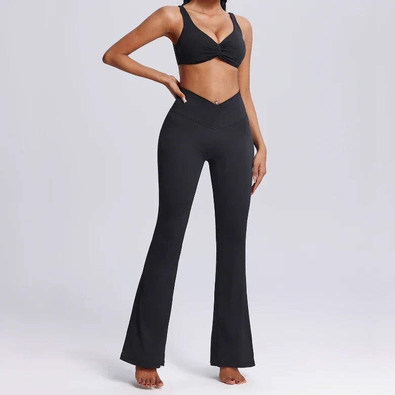 Ensemble training femme brassière côtelé anti-friction et legging seconde peau — FLOW
