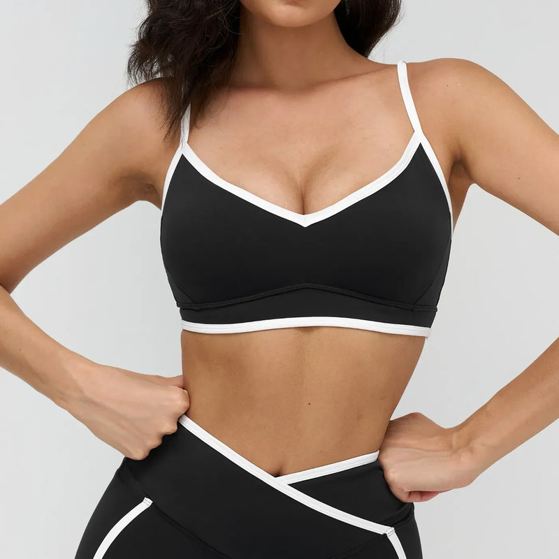 Ensemble yoga femme brassière dos croisé et legging ceinture large microfibre — FLOW