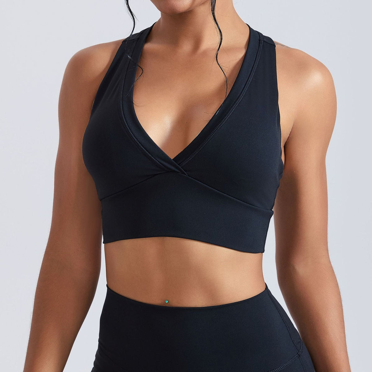 Ensemble sport femme brassière côtelé confort 12h et pantalon taille haute évasé — FLOW
