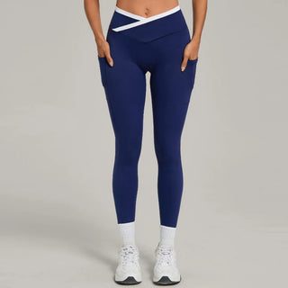 Legging femme yoga ceinture large couture plate — FLOW