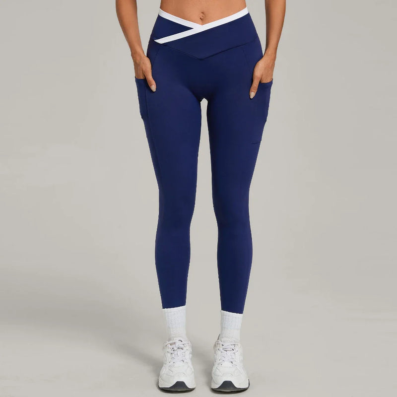 Legging femme yoga ceinture large couture plate — FLOW — photo 3