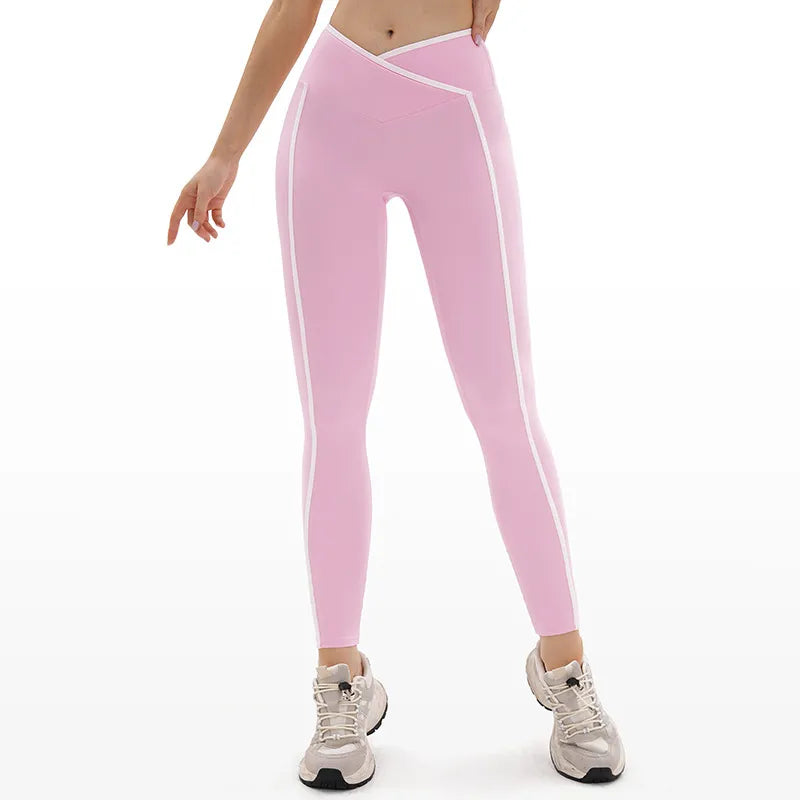 Ensemble yoga femme brassière dos croisé crop et legging ceinture large microfibre — FLOW