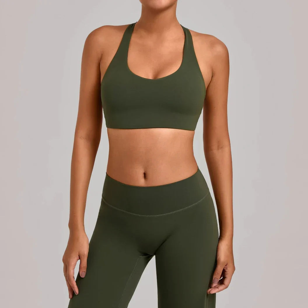 Ensemble sport femme brassière côtelé seconde peau et short cycliste — FLOW