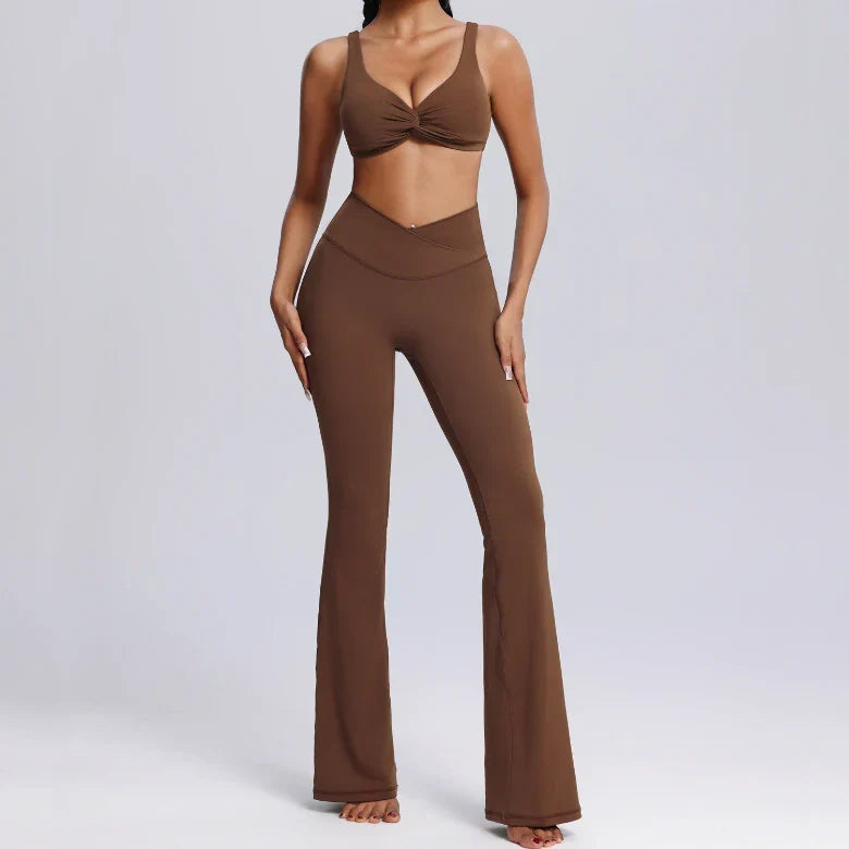 Ensemble training femme brassière côtelé anti-friction et legging seconde peau — FLOW