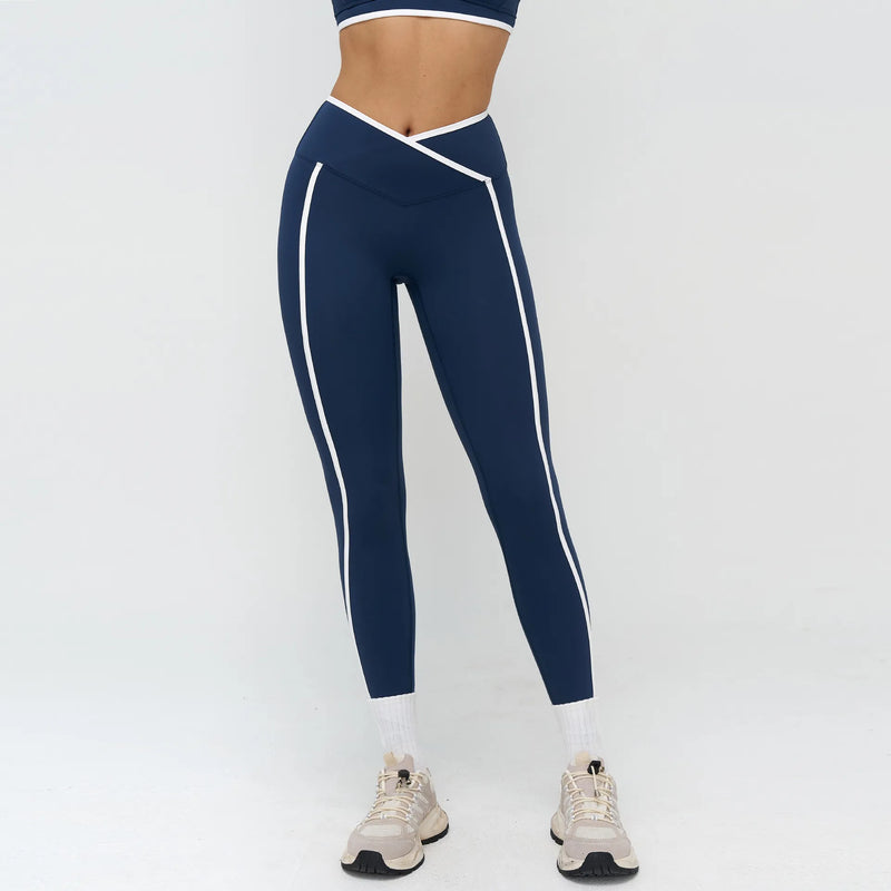 Ensemble yoga femme brassière dos croisé et legging ceinture large microfibre — FLOW