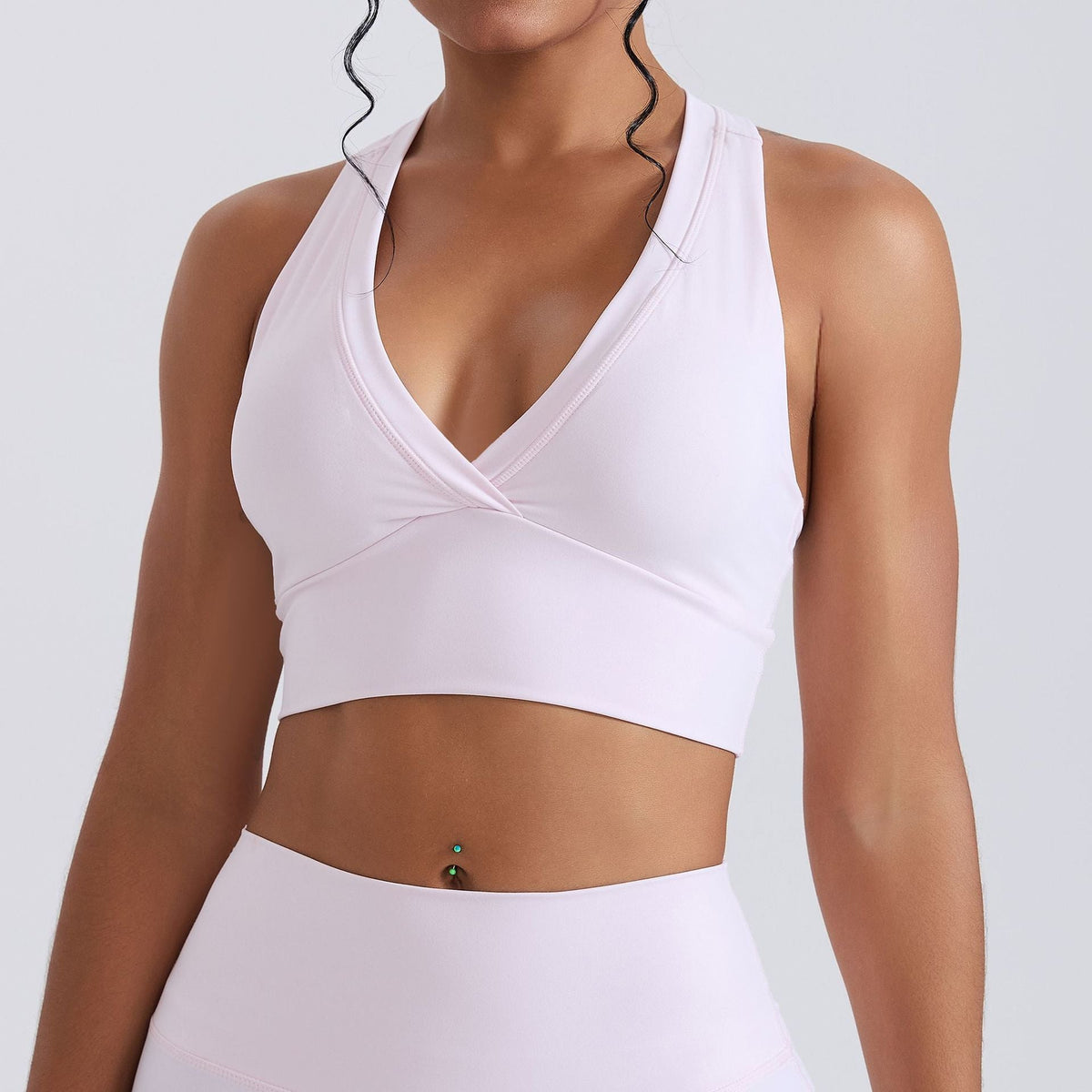 Ensemble sport femme brassière côtelé confort 12h et pantalon taille haute évasé — FLOW