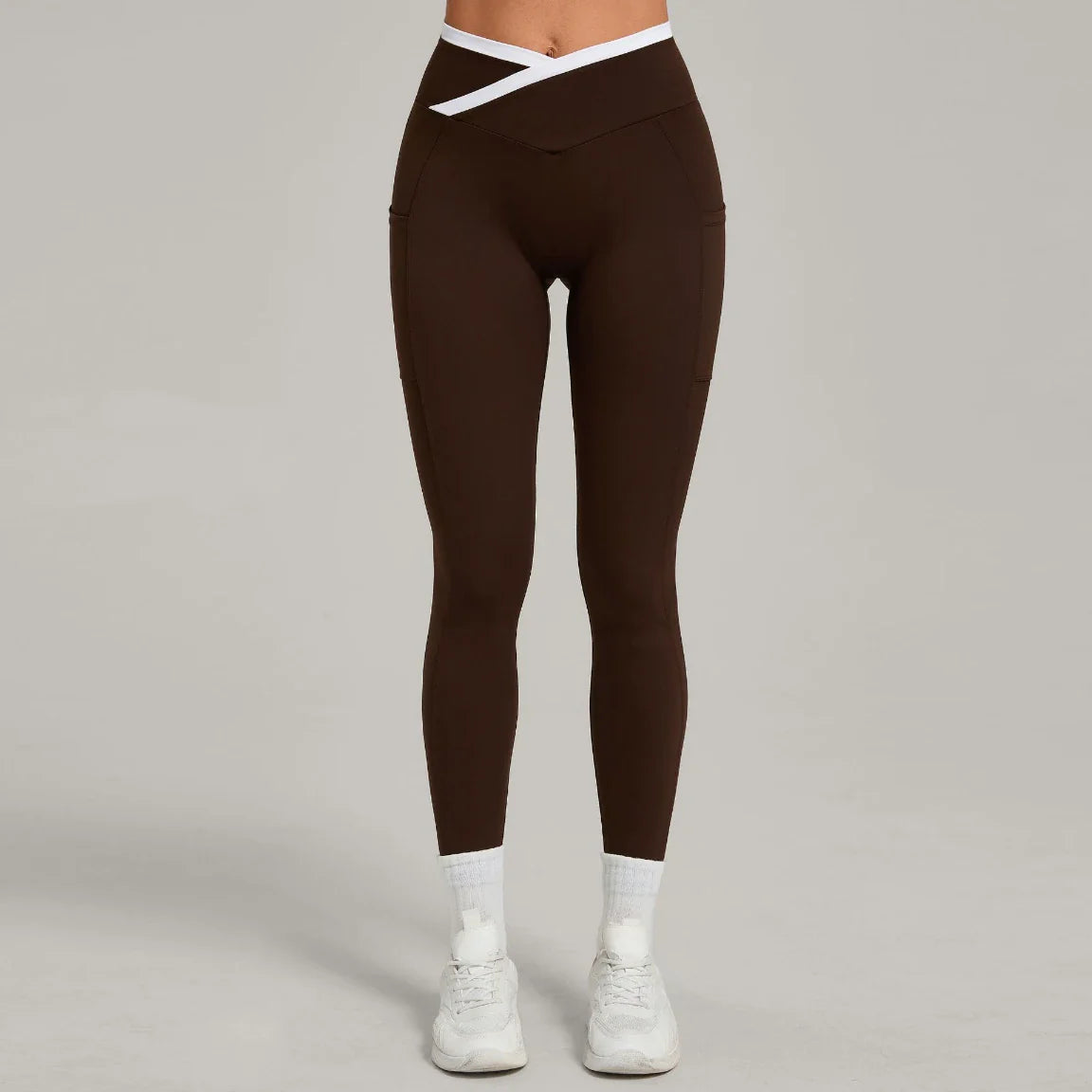 Legging femme yoga ceinture large couture plate — FLOW — photo 4