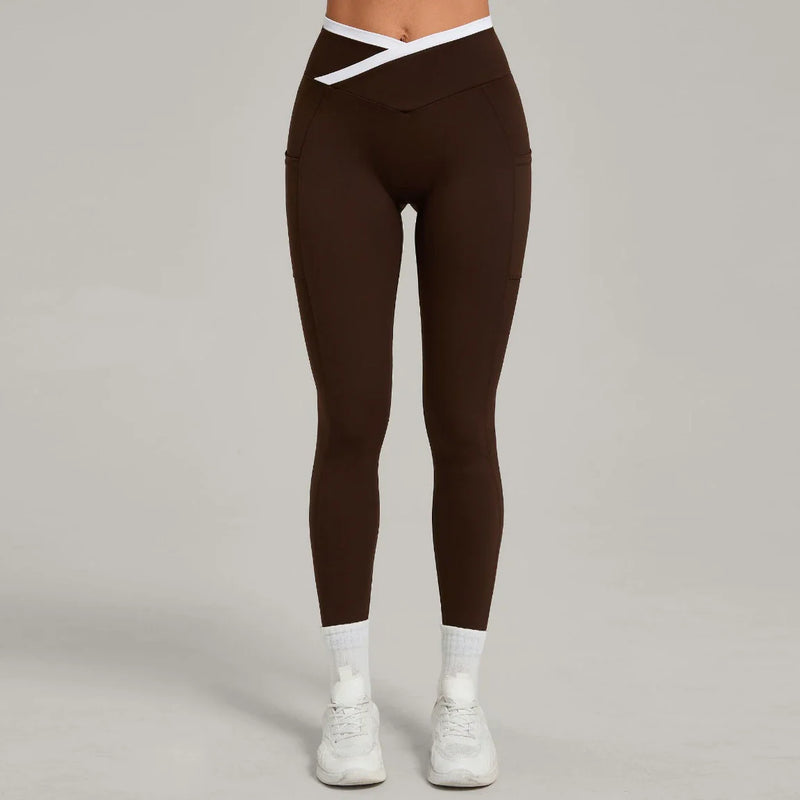 Legging femme yoga ceinture large couture plate — FLOW — photo 4