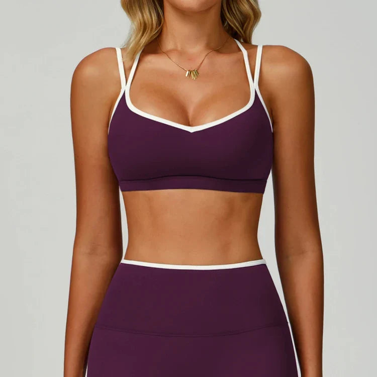 Ensemble yoga femme brassière maintien fort respiran et legging anti-friction — FLOW