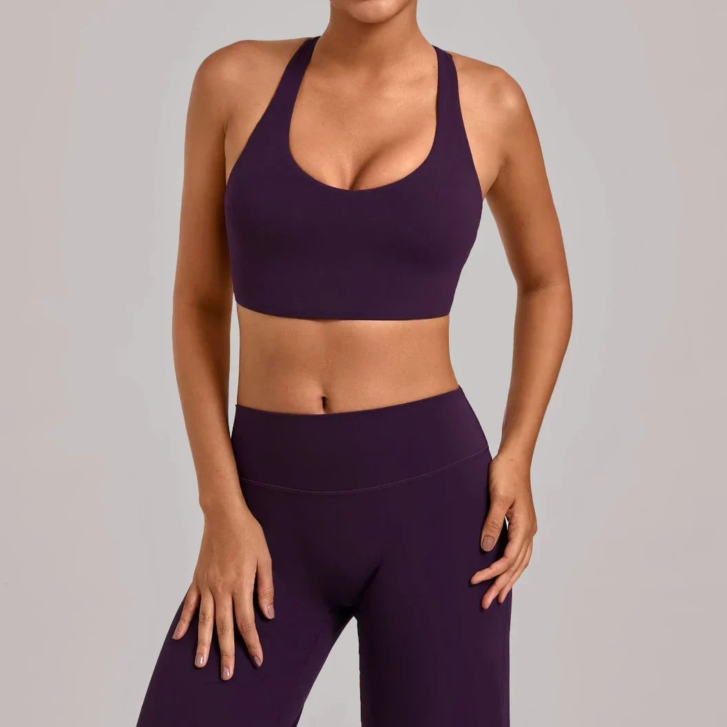 Ensemble sport femme brassière côtelé seconde peau et short cycliste — FLOW