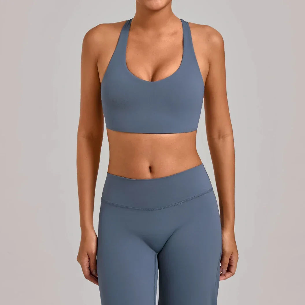 Ensemble sport femme brassière côtelé seconde peau et short cycliste — FLOW