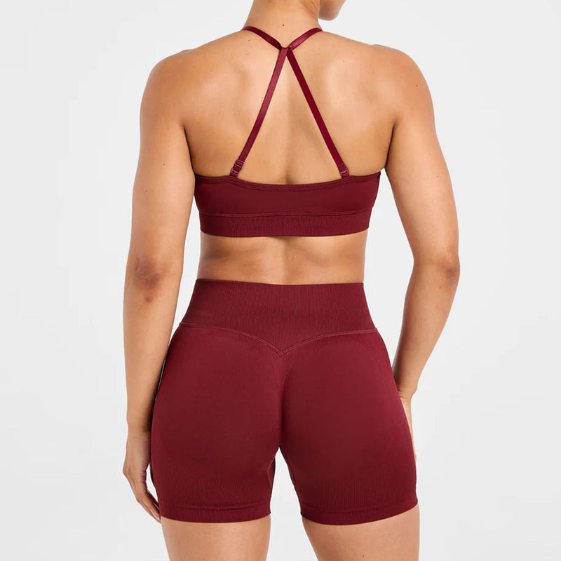 Ensemble sport femme brassière dos croisé et legging séchage rapide taille haute — FLOW