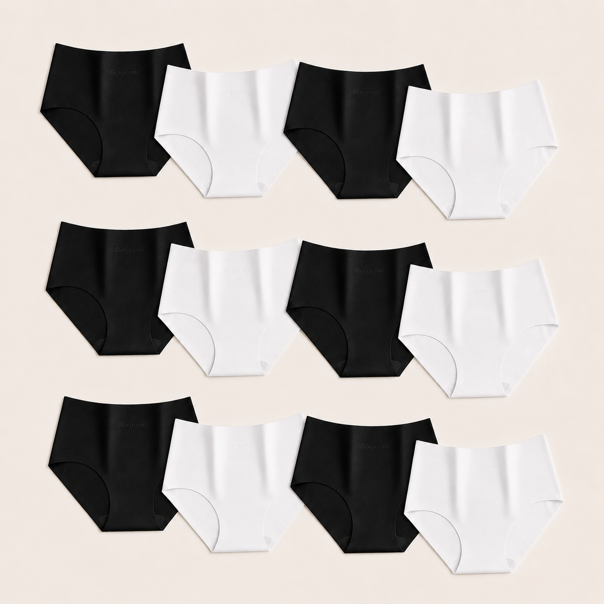 Culotte femme invisible sans couture — lot de 12 Noir & Blanc — daily