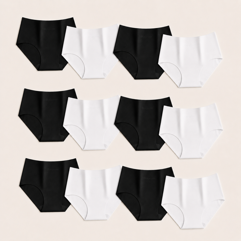 Culotte femme invisible sans couture — lot de 12 Noir & Blanc — daily