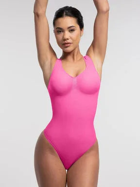 Body gainant femme sans couture col diamant grande taille — sculpt