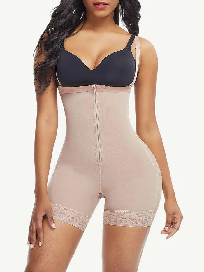 Combinaison gainante femme post-partum bretelles amovibles zip — sculpt