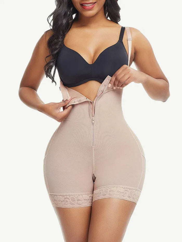 Combinaison gainante femme post-partum bretelles amovibles zip — sculpt