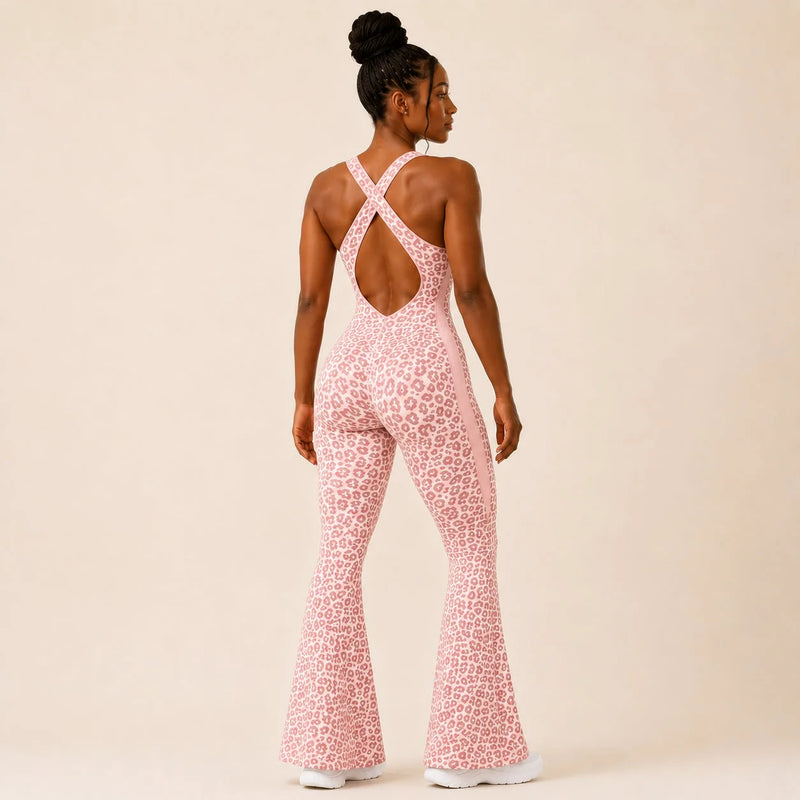Combinaison sport femme léopard évasée - WILD