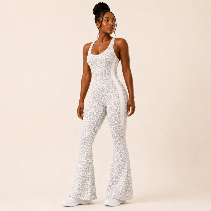 Combinaison sport femme léopard évasée - WILD