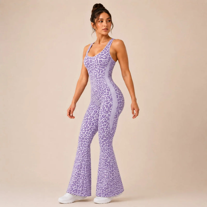 Combinaison sport femme léopard évasée - WILD