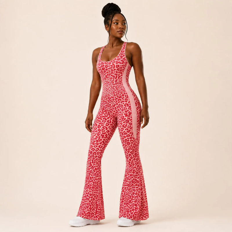 Combinaison sport femme léopard évasée - WILD