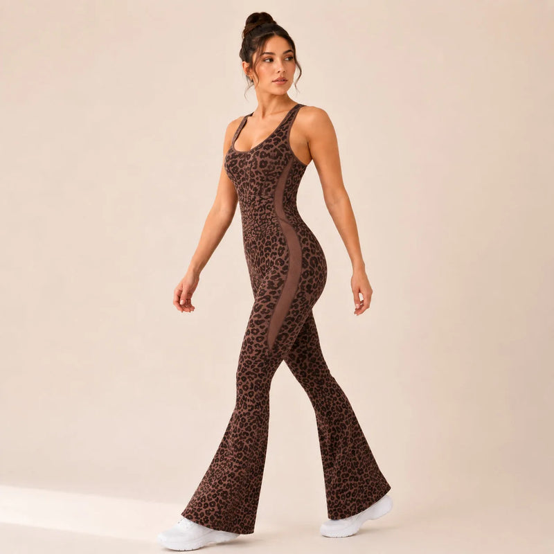 Combinaison sport femme léopard évasée - WILD