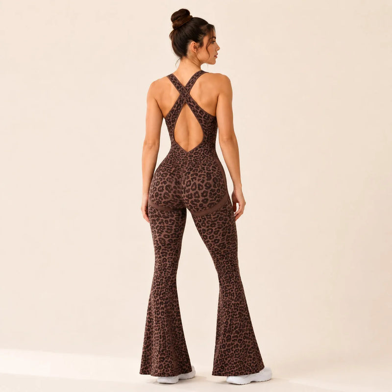 Combinaison sport femme léopard évasée - WILD