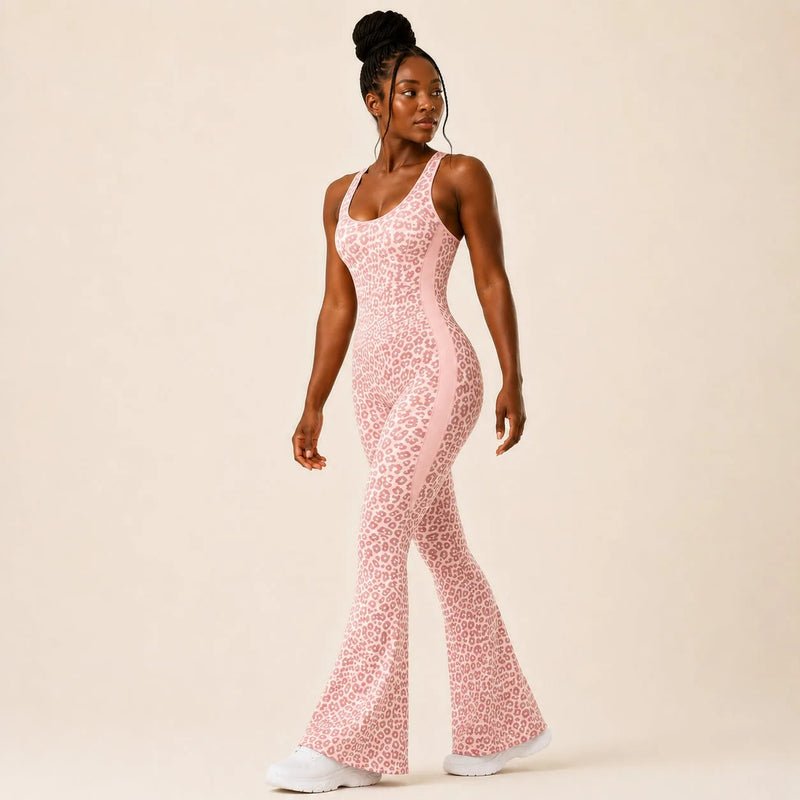 Combinaison sport femme léopard évasée - WILD