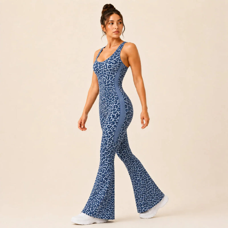 Combinaison sport femme léopard évasée - WILD
