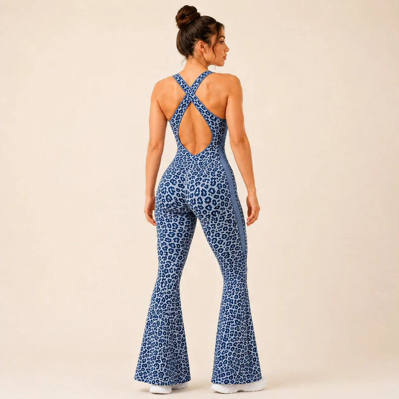 Combinaison sport femme léopard évasée - WILD