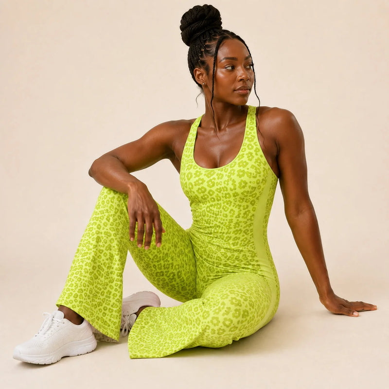 Combinaison sport femme léopard évasée - WILD