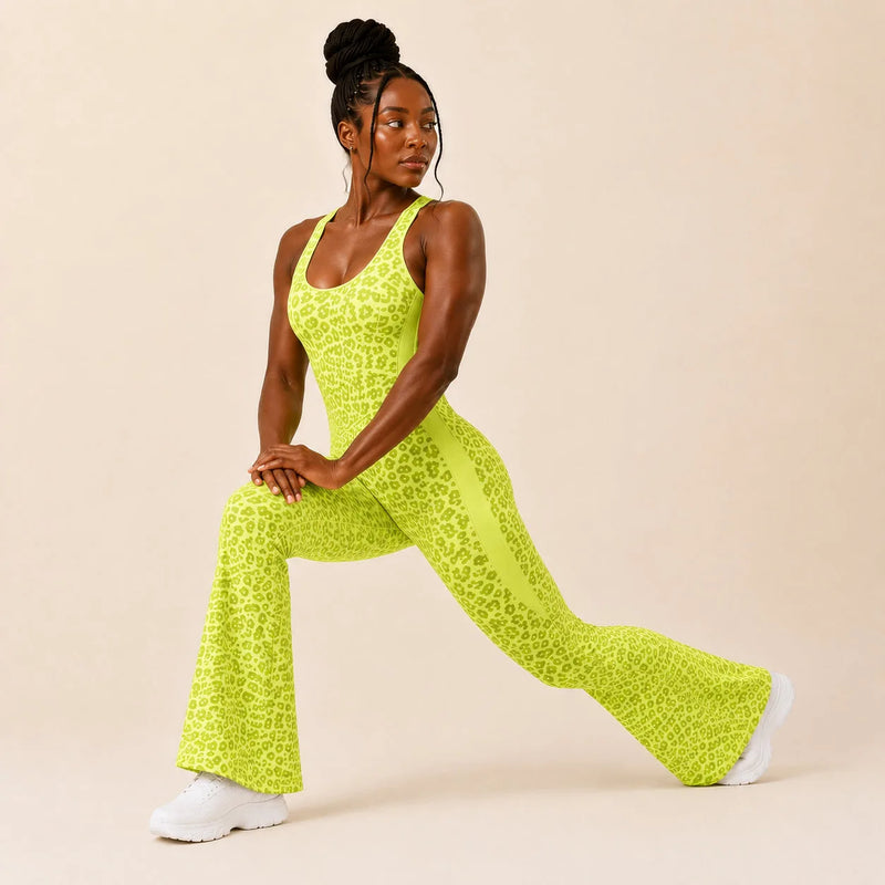 Combinaison sport femme léopard évasée - WILD