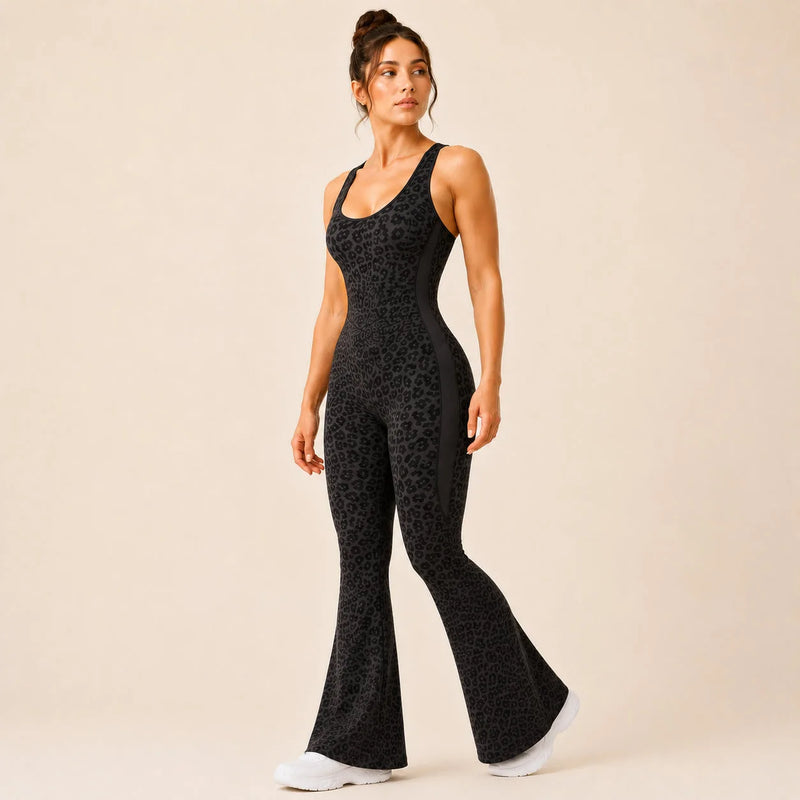 Combinaison sport femme léopard évasée - WILD