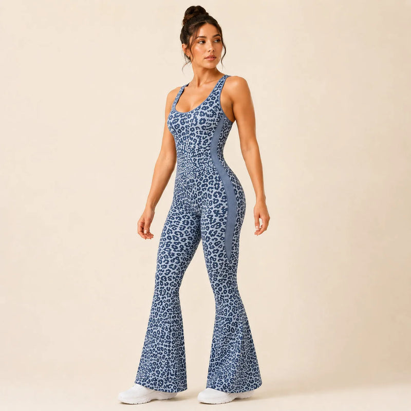 Combinaison sport femme léopard évasée - WILD