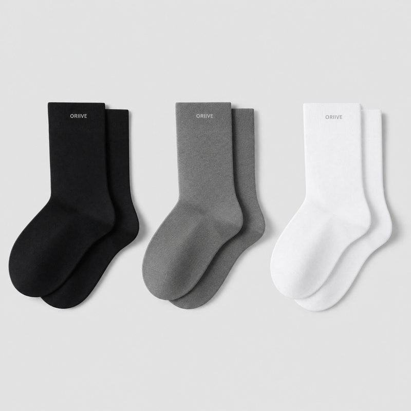 Lot 3 paires chaussettes homme coton - Noir + Gris moyen + Blanc