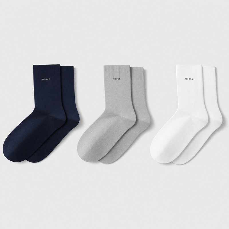 Lot 3 paires chaussettes homme coton - Marine + Gris clair + Blanc