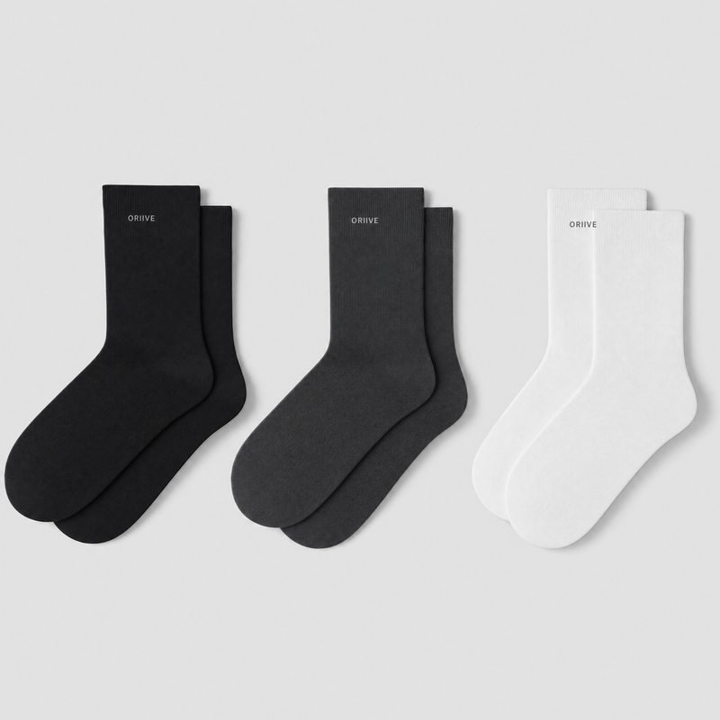 Lot 3 paires chaussettes homme coton - Noir + Gris foncé + Blanc