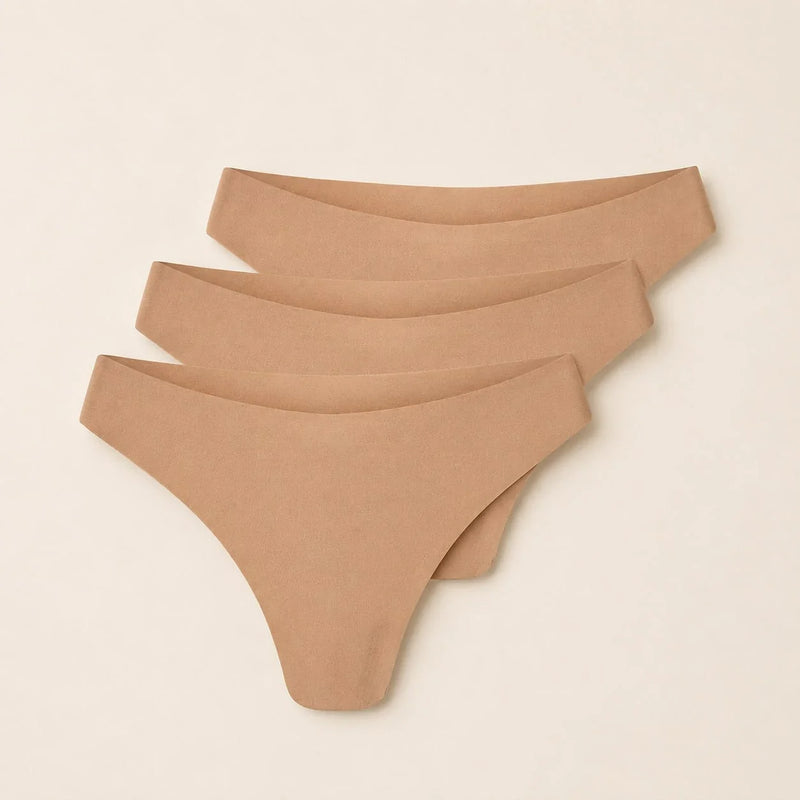 Culotte assortie sans couture ORIIVE coloris Beige, lot de trois, à plat