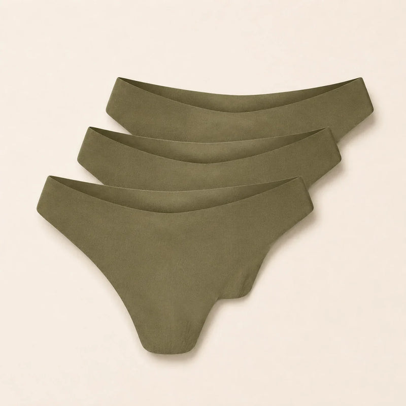 Culotte assortie sans couture ORIIVE coloris Kaki, lot de trois, à plat