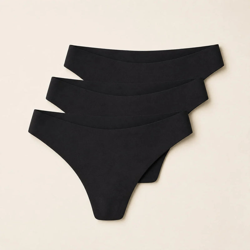 Culotte assortie sans couture ORIIVE coloris Noir, lot de trois, à plat