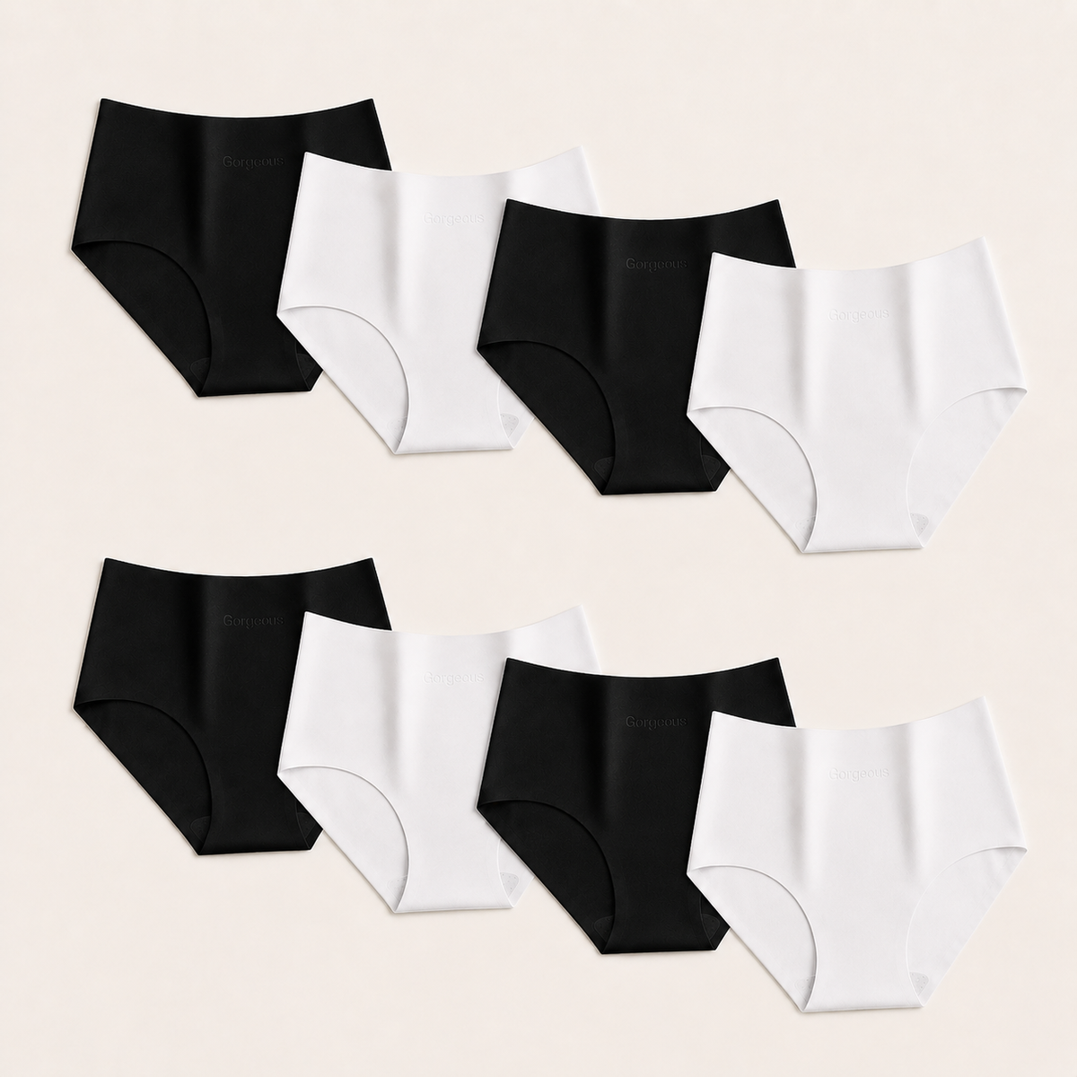 Culotte femme invisible sans couture — lot de 8 Noir & Blanc — daily