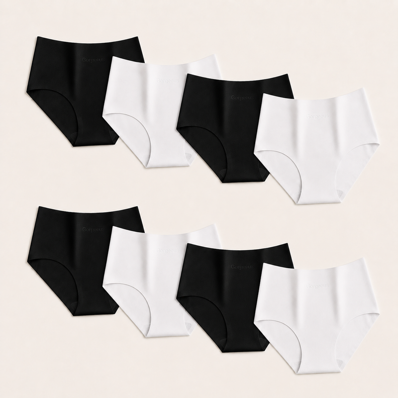 Culotte femme invisible sans couture — lot de 8 Noir & Blanc — daily
