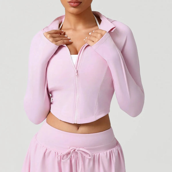 Veste femme sport zip frontal croppée — pulse