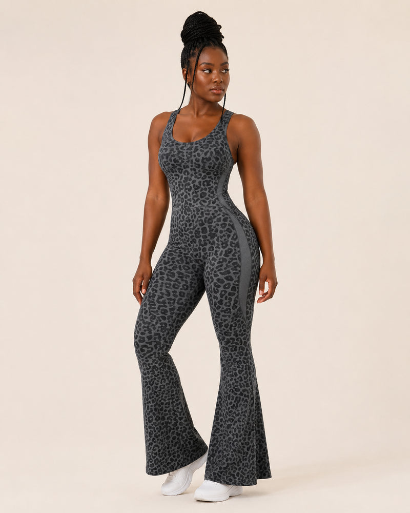 Combinaison sport femme léopard évasée | ORIIVE