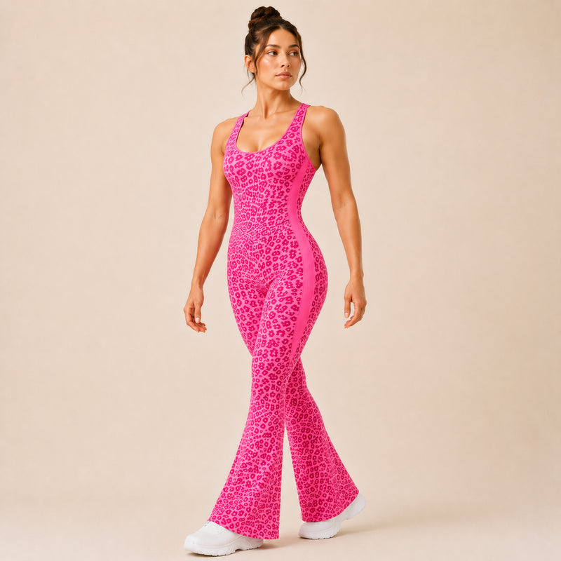 Combinaison sport femme léopard évasée | ORIIVE