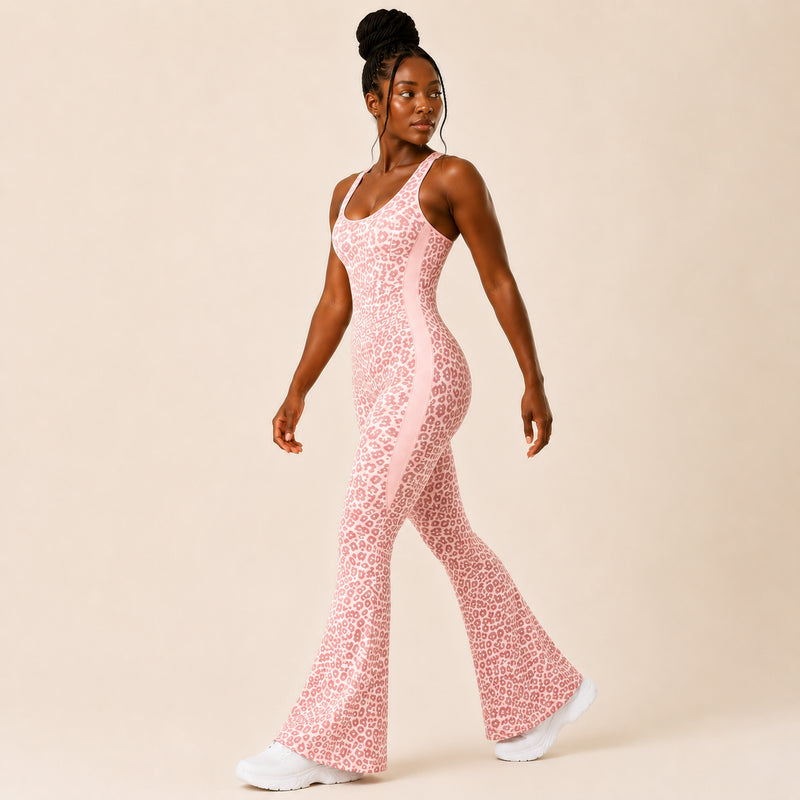 Combinaison sport femme léopard évasée | ORIIVE