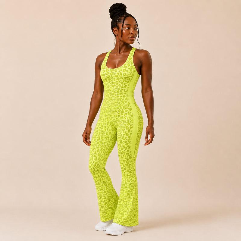 Combinaison sport femme léopard évasée | ORIIVE