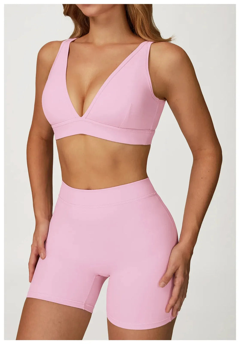 Brassière femme yoga col V séchage rapide seconde peau — flow