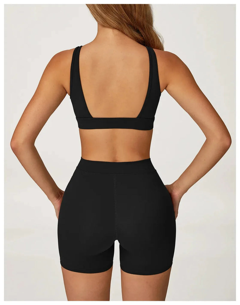 Brassière femme yoga col V séchage rapide seconde peau — flow