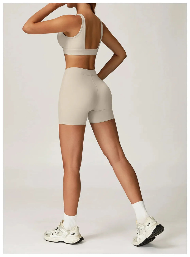 Brassière femme yoga col V séchage rapide seconde peau — flow